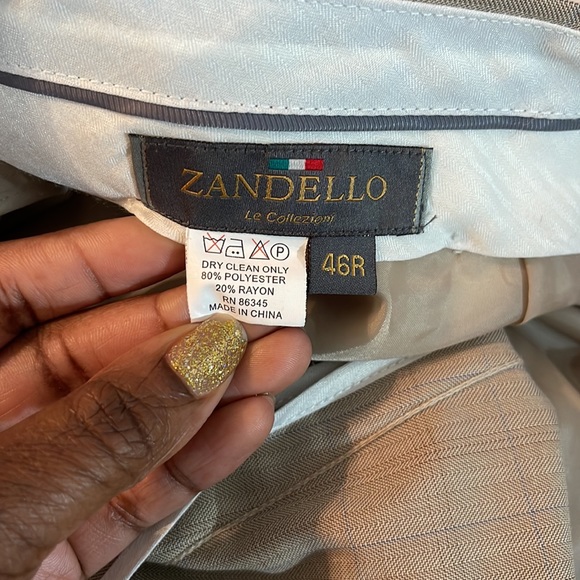 Zandello Tan Blue Stripes Mens Suit Jacket and Pants Tuxedo size 52R and 46R - Picture 13 of 17